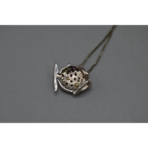 Sterling Silver Tropical Fish Necklace 925  Stamped 18" Chain Charm Jewelers - Picture 3 of 8